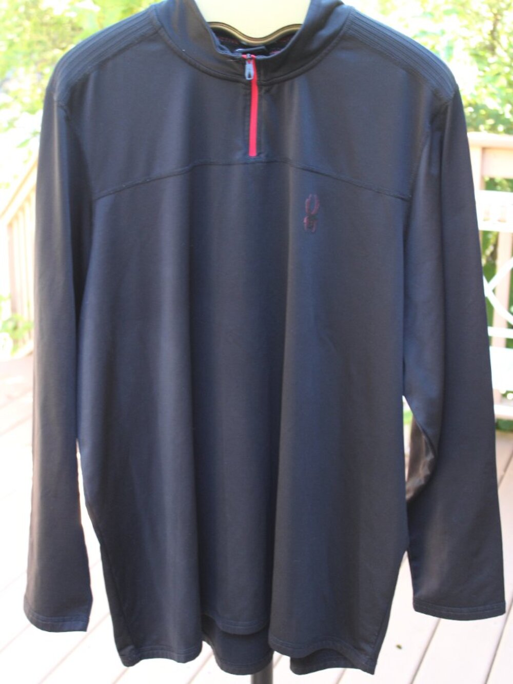 Spyder Pullover Men XXL/TTG Black Knit 1/4 Zip High Neck Logo Stretch